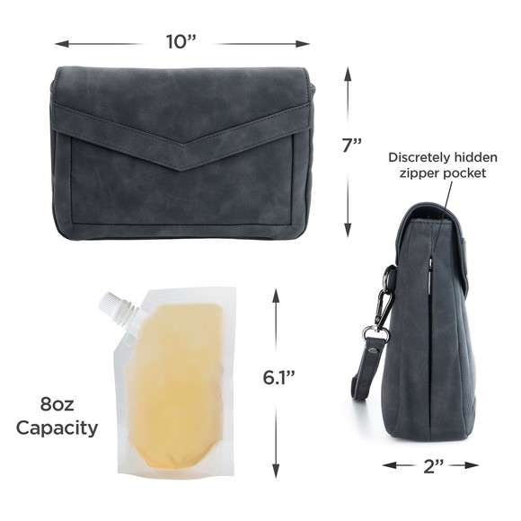 C.A.B. Hidden Flask Black Clutch Purse with Flask Bag and Collapsable Funnel - Picture 6 of 11